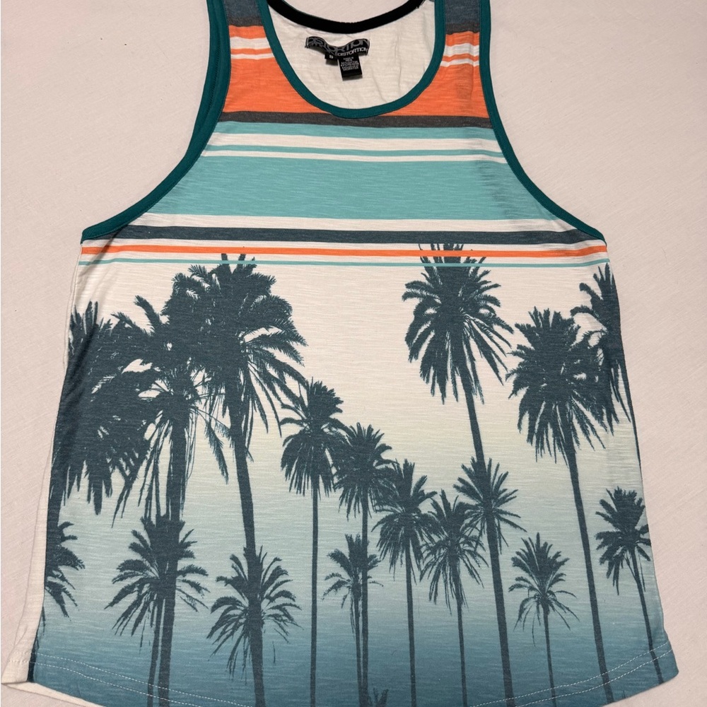 Tropical Palm Tree Kids Tank Top - Teal and Orange